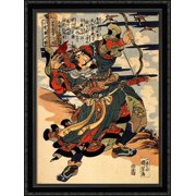 Shoriko kaei shooting a wild goose 28x38 Large Black Ornate Wood Framed Canvas Art by Utagawa Kuniyoshi