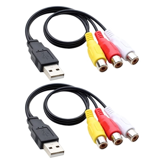 Short 0.25m USB Male to 3RCA Female AV Composite Adapters Cables for Sound Video Signal Transmission TV PC Connection