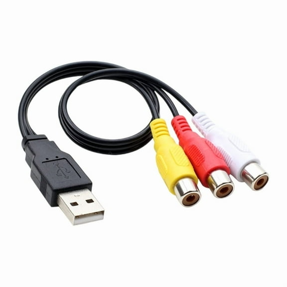 Short 0.25m USB Male to 3RCA Female AV Composite Adapters Cables for Sound Video Signal Transmission TV PC Connection