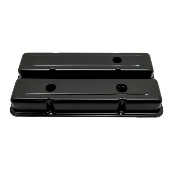 Short 2-5/8" Black Steel Valve Covers For 1958-86 Chevy Small Block SBC 283 400