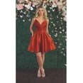 thumbnail image 1 of Women's May Queen Simple Solid Corset Pockets Short A-line Cocktail Dress MQ1882 Rust Reddish-brow 20, 1 of 3