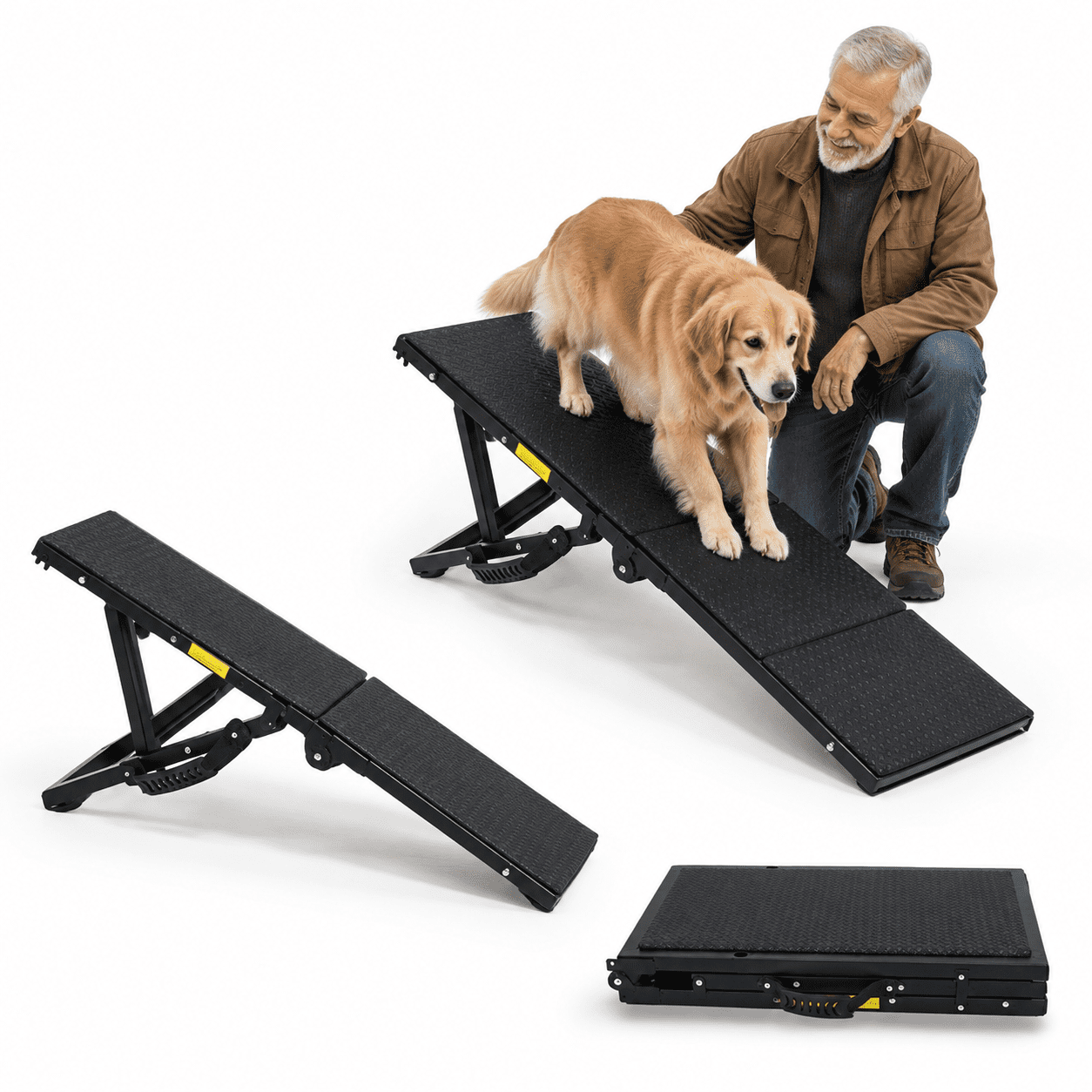 Short Adjustable Height Pet Ramp for Bed and Couch, 33.2