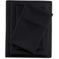 thumbnail image 1 of Short Alaska King Size Cotton Sheets Set, 4 Piece 400 Thread Count Luxury Sheets & Pillowcases, Upto 12" Inches Deep Pocket & 100% Egyptian Cotton Bedsheets, Soft & Cooling - Black Solid., 1 of 6
