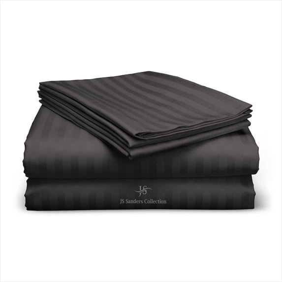 Short Alaskan King 4pc Bed Sheet Set 800 Thread Count Luxury Softest Bedding Sheet Set Upto 15" Deep Pocket 100% Egyptian Cotton Grey Stripe