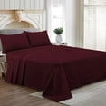 thumbnail image 1 of Short Alaskan King Size Egyptian Cotton Family King Sheet Set Premium 800 TC Softest Family King Bed Sheets Wine Solid 30 Inch Deep Pocket 4PC- 1 Flat Sheet, 1 Fitted Sheet & 2 Pillowcase, 1 of 7