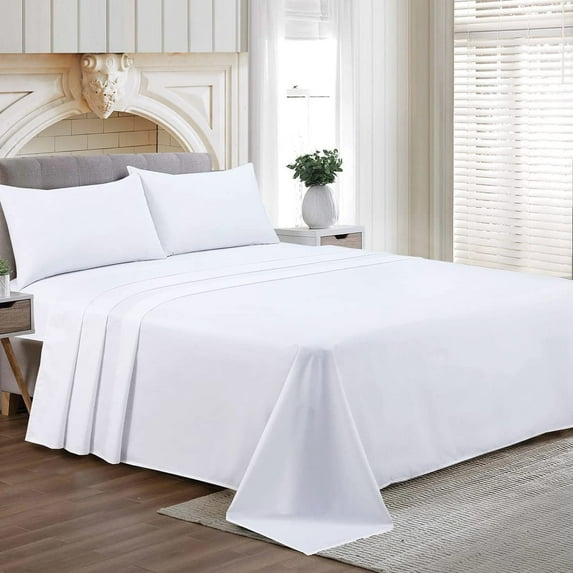 Short Alaskan King Size Egyptian Cotton Family King Sheet Set Premium 800 TC Super Soft Family King Bed Sheets White Solid 27 Inch Deep Pocket 4PC- 1 Flat Sheet, 1 Fitted Sheet & 2 Pillowcase