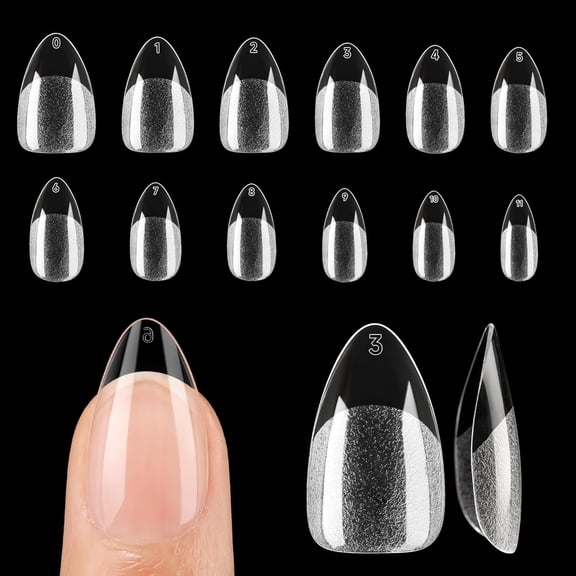 Short Almond Gel Nail Tips Half Matte Short Almond Gel Nail Tips Full Cover Strong&Lasting Clear Gelly Acrylic False Nails Tips 120pcs DIY Nail Art Salon 12 Sizes for Women