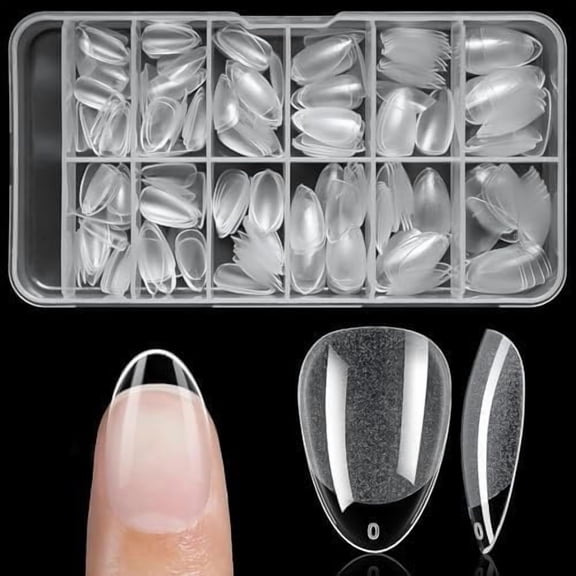 Short Almond Gel  Tips, 240 count   Tips Almond Full Cover Clear Press  Nails False Tips for  Extension, 12 Sizes Short  Nails