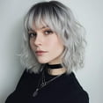 thumbnail image 1 of Short Auburn Wigs for Women Dark Ginger Wig with Bangs Wigs Natural Looking Curly Hair Medium Length Synthetic Bob Wig Wavy Colorful Wigs（14 Inches）, 1 of 7