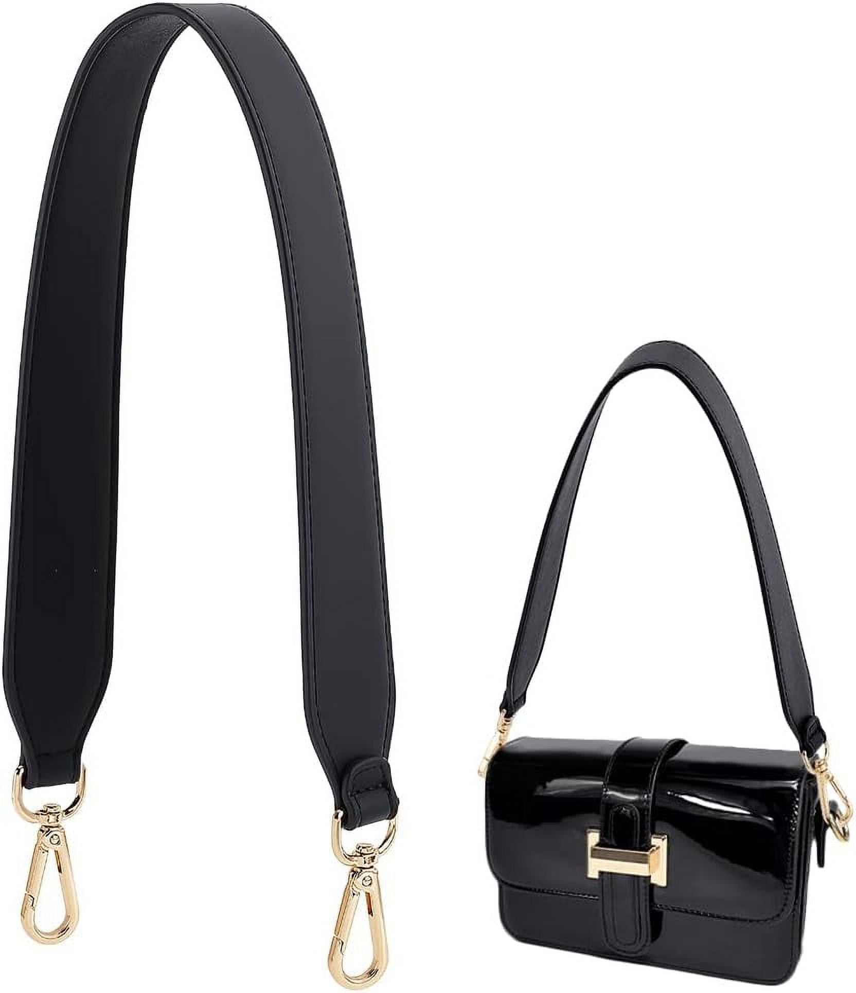 Short Bag Strap 24.6Inch Black Leather Bag Strap 1.5Inch Wide Bag Strap Replacement Purse Strap Handbag Strap for Women Men DIY Underarm Bag Shoulder Bag Handbag Golden Hardware Walmart