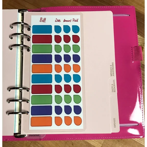 (Short) Bills To Pay Two-Sided Dashboard 4 Use With A5 Filofax~