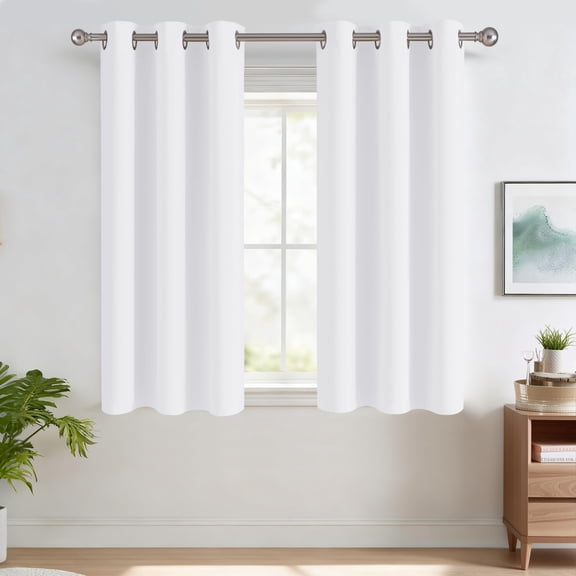 Short Blackout Curtains for Bedroom 36 Inch Length - Short Curtains for Small Window Kitchen/Basement/Cafe, Thermal Insulated Room Darkening RV Drapes, W42xL36, 2 Panels, Grey