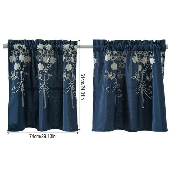 Short Blackout Curtains for Living Room Bedroom, 29 x 24 inches Window Treatment Small Panels Kitchen Cabinet Half-curtain Dustproof Cafe Drape (Navy Blue)