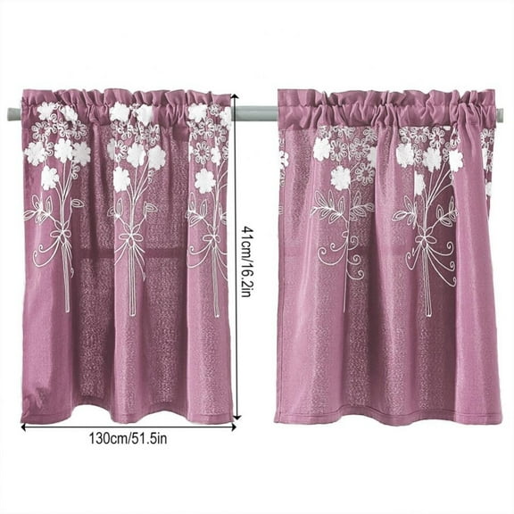 Short Blackout Curtains for Living Room Bedroom, 52 x 16 inches Window Treatment Small Panels Kitchen Cabinet Half-curtain Dustproof Cafe Drape (Pink)
