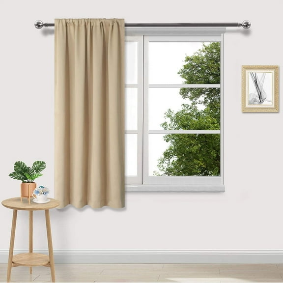 Short Blackout Curtains - Rod Pocket Room Darkening Window Drapes for Bedroom Kitchen Bathroom Basement Cafe, 1 Panels, 37.8 x 44.9 Inch