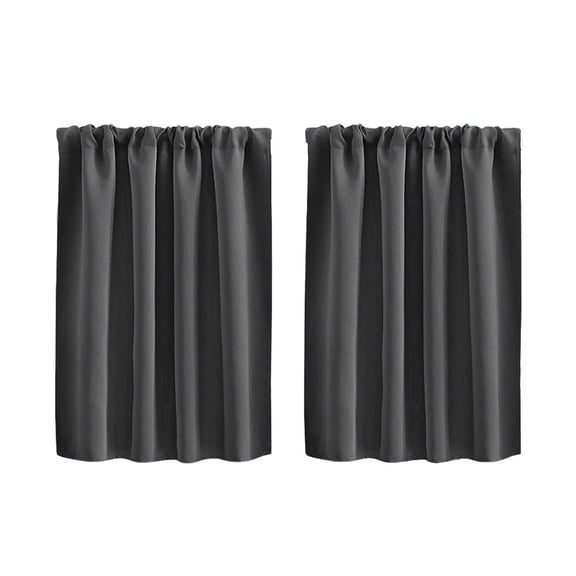 Short Blackout Curtains, Small Kitchen Curtain Tier Rod Pocket Half Window Curtains for Bathroom Basement Cabinet Camper Rv Bunk Dark Gray