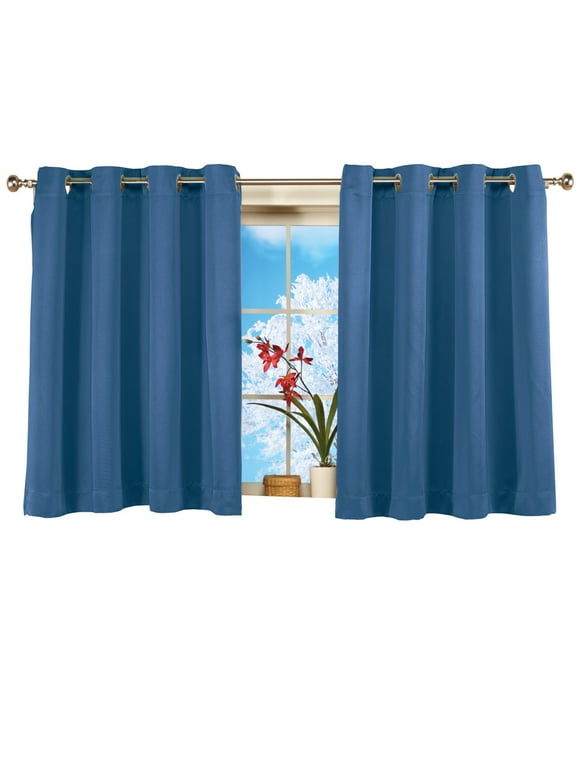 Short Blackout Window Curtain Panel, Energy-Efficient, Light-Blocking with Triple-Layer Technology, Grommet Top - Single Panel