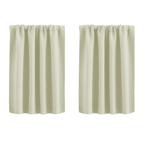 Short Blackout Window Curtain Solid Color High Precision Fabric for Kitchen Cafe and Room Divider Privacy Protection 30x24 Inch Beige