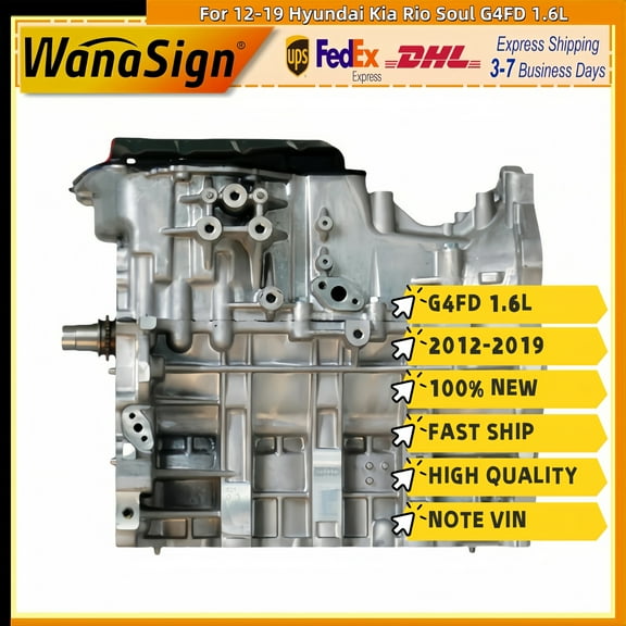 Short Block Engine Assembly For 2012-2019 Hyundai Accent GL Veloster Kia Rio Soul G4FD 1.6L GAS
