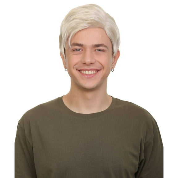 Short Blonde Wig for Men, Animated Doll Look Best for Halloween, Flame-retardant Synthetic Fiber