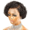 thumbnail image 1 of Short Bob Wig Pixie Cut Wig Curly Human Hair Wigs For Women Cheap 13x1 T Part Transparent Deep Wave Lace Wig Preplucked Hairl, 1 of 7