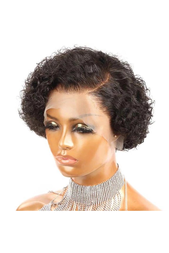Short Bob Wig Pixie Cut Wig Curly Human Hair Wigs For Women Cheap 13x1 T Part Transparent Deep Wave Lace Wig Preplucked Hairl