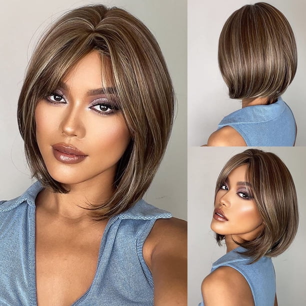 Short Bob Wig With Bangs,Shoulder Length Wigs for Women  display picture 3
