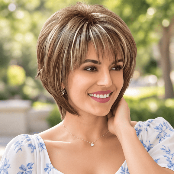 Short Brown Wigs Pixie Cut Wig, Wigs for Women,Hair Replacement Wigs for Daily, Cosplay,Fashion Use