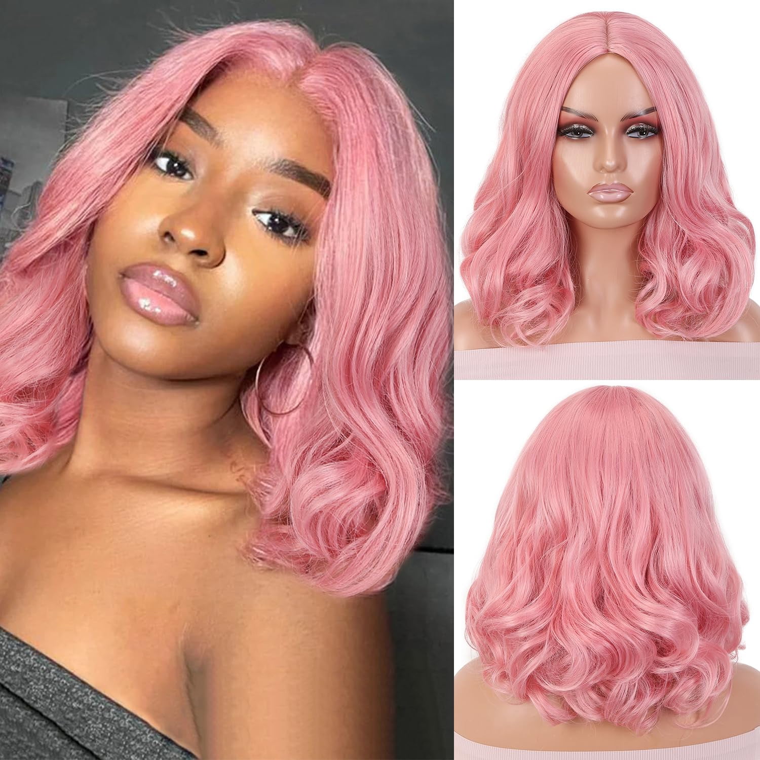 Long Blonde Curly Wig For Women - Middle Part Synthetic Wig With Natural Wavy Style For Cosplay & Daily Wear