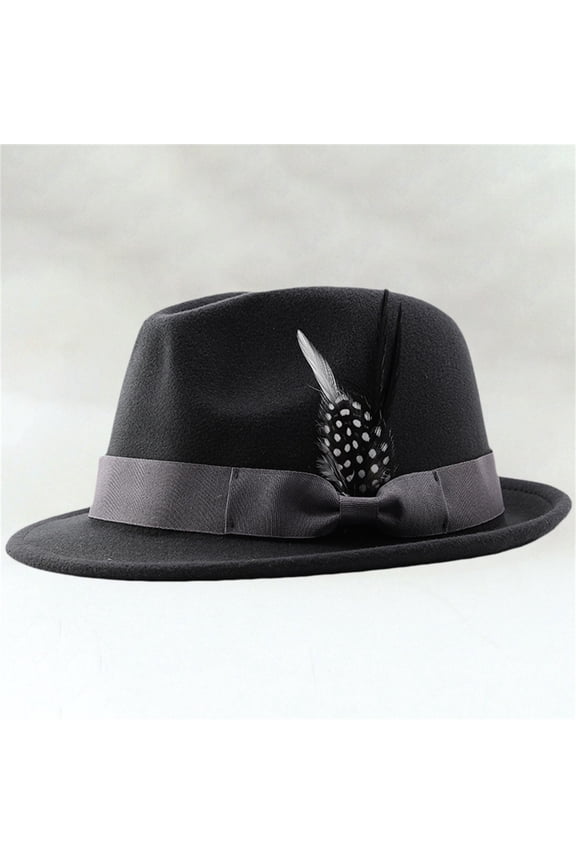 Short Brim Fedora Hats for Men & Women AURORADY Classic Hats for Men & Women Panama Dress Hat with Feathers Band, Dark Gray One Size Berets