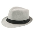 thumbnail image 1 of Short Brim Ribbon Trim Fedora Hat Men's Linen Breathable Summer Panama Hat, 1 of 2