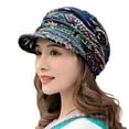 thumbnail image 1 of Short Brim Warm Foldable Earflap Women Cap Ethnic Style Floral Print Autumn Winter Hat Daily Clothing, 1 of 8