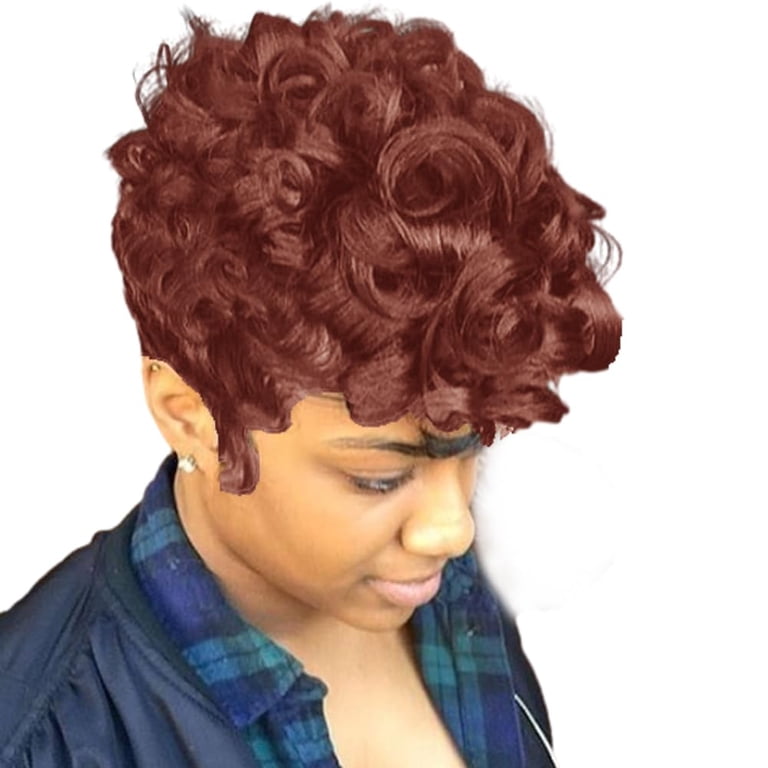 Short Burgundy Pixie Cut Wigs for Black Women Wine Red Short  display picture 1