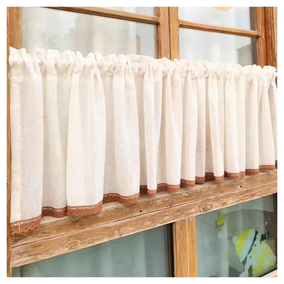 Short Cafe Curtains for Kitchen,Light Filtering Voile Valances, Macrame Farmhouse Decor for Bathroom Cupboard Baset Sink Basement