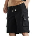 thumbnail image 1 of Short Cargo Shorts for Men With Elastic Waist and Zipper Men's Casual Stretch Cargo Shorts Classic Drawstring Elastic Waist Summer Loose Fitting Work Short with Multi Pockets, 1 of 8