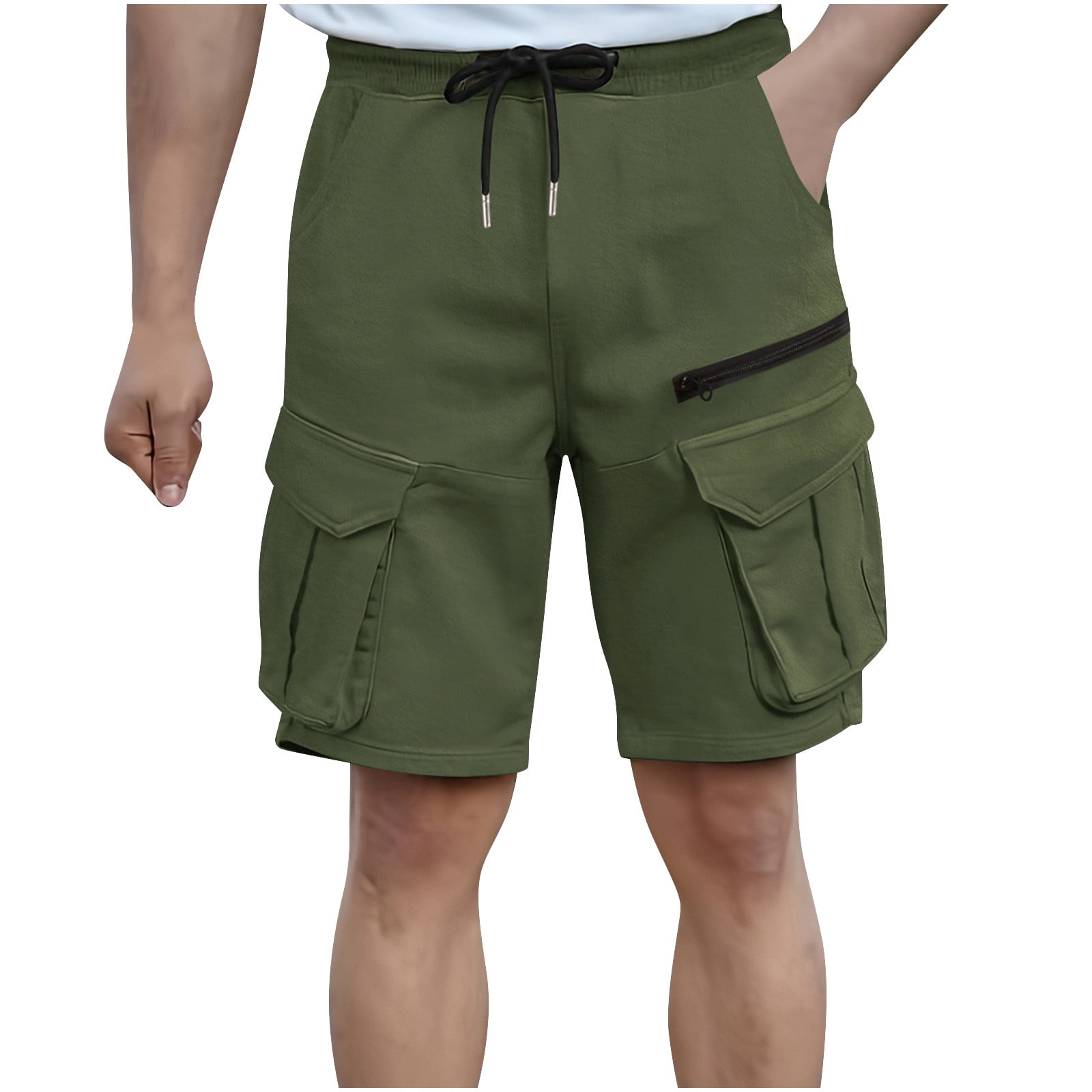 Short Cargo Shorts For Men With Elastic Waist And Zipper Mens Cargo ...