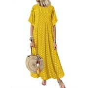 Short Casual O Neck Sleeve Dot Dress Size Plus Women Fashion Peinted Womens Dress