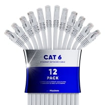 Maximm Cat6 Ethernet Cable 12-Pack 3 ft – CCA LAN Network Patch Cords, RJ45, White