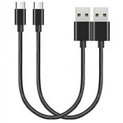 Short Chargers, USB Type-C to USB A Fast Charger Cable Cords, High Speed Data and Charging, Nylon Braided, 2-Pack, 10-Inch (Black)