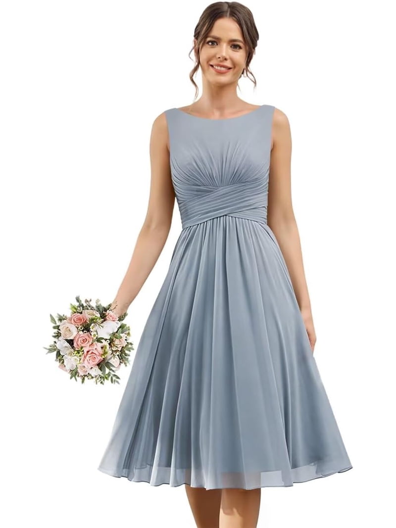 short formal dresses with pockets LYQDRSS Chiffon Bridesmaid Dress Ruched A Line Cocktail Party Zu131, Girl's, Size: 2, Clear handle_black black=roxi-black-sequin-midi-dress