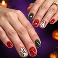 thumbnail image 1 of Short Christmas Press on Nails 24Pcs, Candy Cane Holly Spooky Fake Nails Set, Reusable False Nails for Holiday Party Daily Wear Women Girls, Christmas Nail Art, 1 of 7