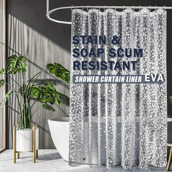 Asunby Clear Shower Curtain Liner,PEVA72*72, Plastic Bathroom Curtain Liners, Semi Transparent, Hotel Quality, Machine Washable with Magnets and Rustproof Grommets