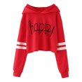 thumbnail image 1 of Short Clothes Sleeve Hoodies Girls Kids Sweatshirts Long Hooded Pullover Striped Teen Tops Girls Tops, 1 of 7