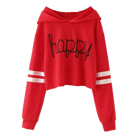 Short Clothes Sleeve Hoodies Girls Kids Sweatshirts Long Hooded Pullover Striped Teen Tops Girls Tops