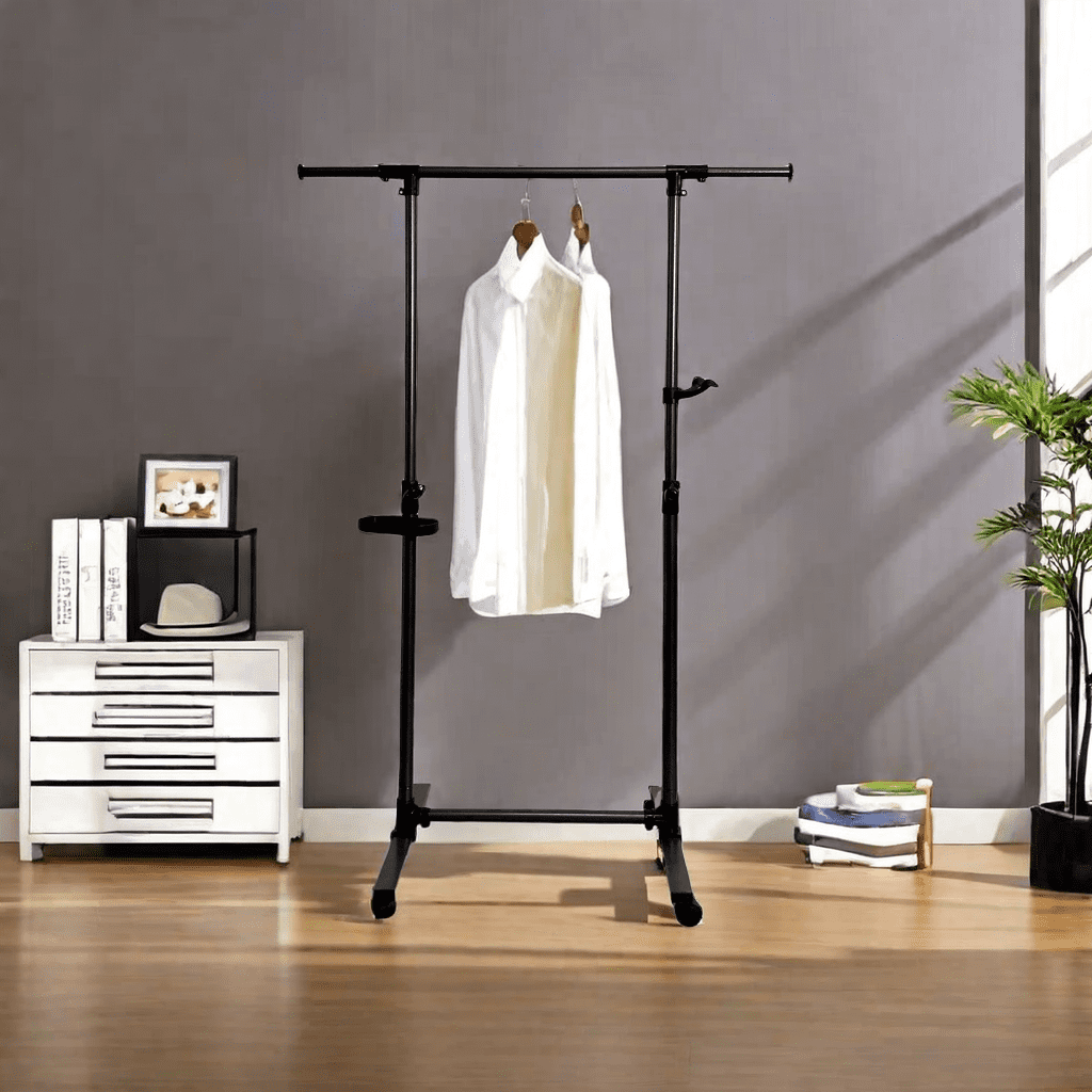 Short Clothing Racks for Hanging Clothes with Bottom Shelves and Wheels ...