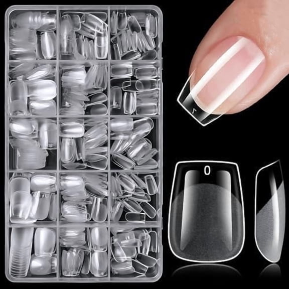 Short Coffin Tips, 420 count Gel Tips Coffin Extra Short Nails, Full Cover Clear Gel Tips 15 Size Nails Tips for Extensions, Press Nails Making