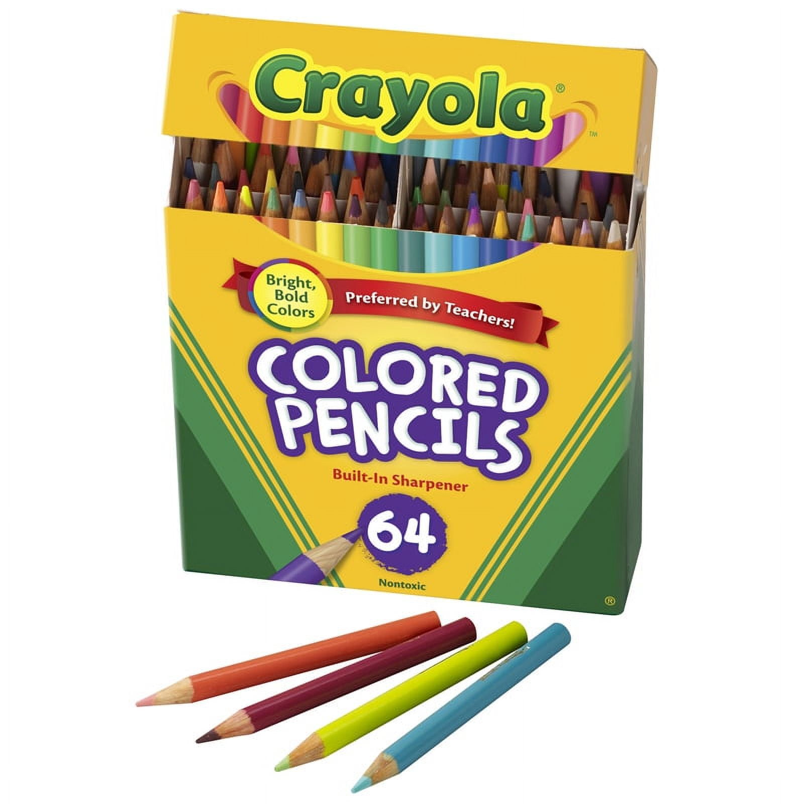 Short Colored Pencils, 64 Count with Sharpener | Bundle of 10 Boxes