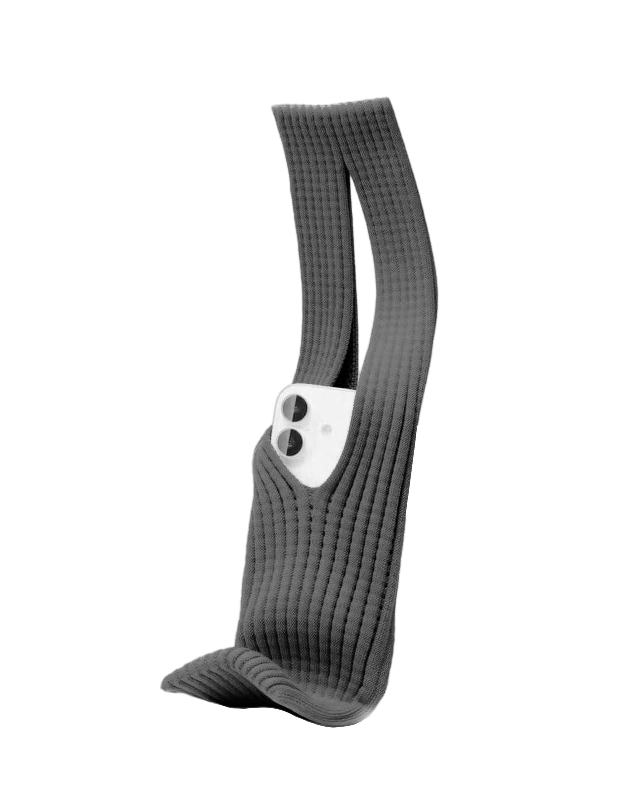 Short Compact Flex-Knit Phone Pouch - Black