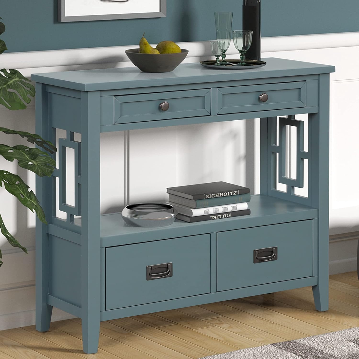 Short Console Table With Drawers For Entryway Wood Narrow Sofa Table ...