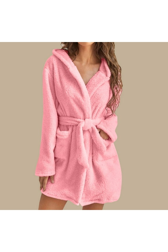 Short Cotton Robe Women Ladies Towel Waffle For Women Short Home Clothing, Coral Fleece, Plush, Pocket Robe Womens Womens Summer Robes Pink Bathrobe